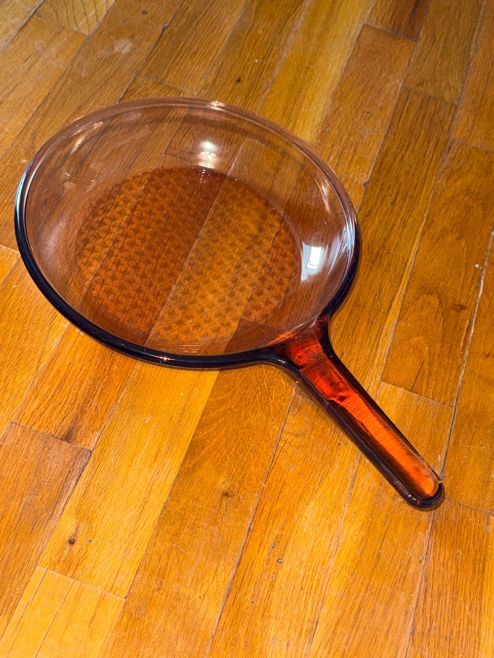 Corning Vision Ware 7 In Amber Waffle Glass Skillet Frying Pan France